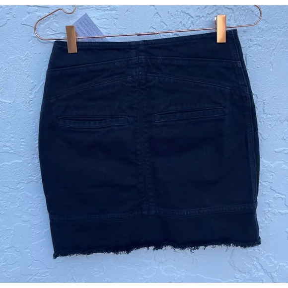 NWT IRO Binda Womens Front Zip Frayed Denim Mini Skirt Black Sz 34 - Picture 7 of 11